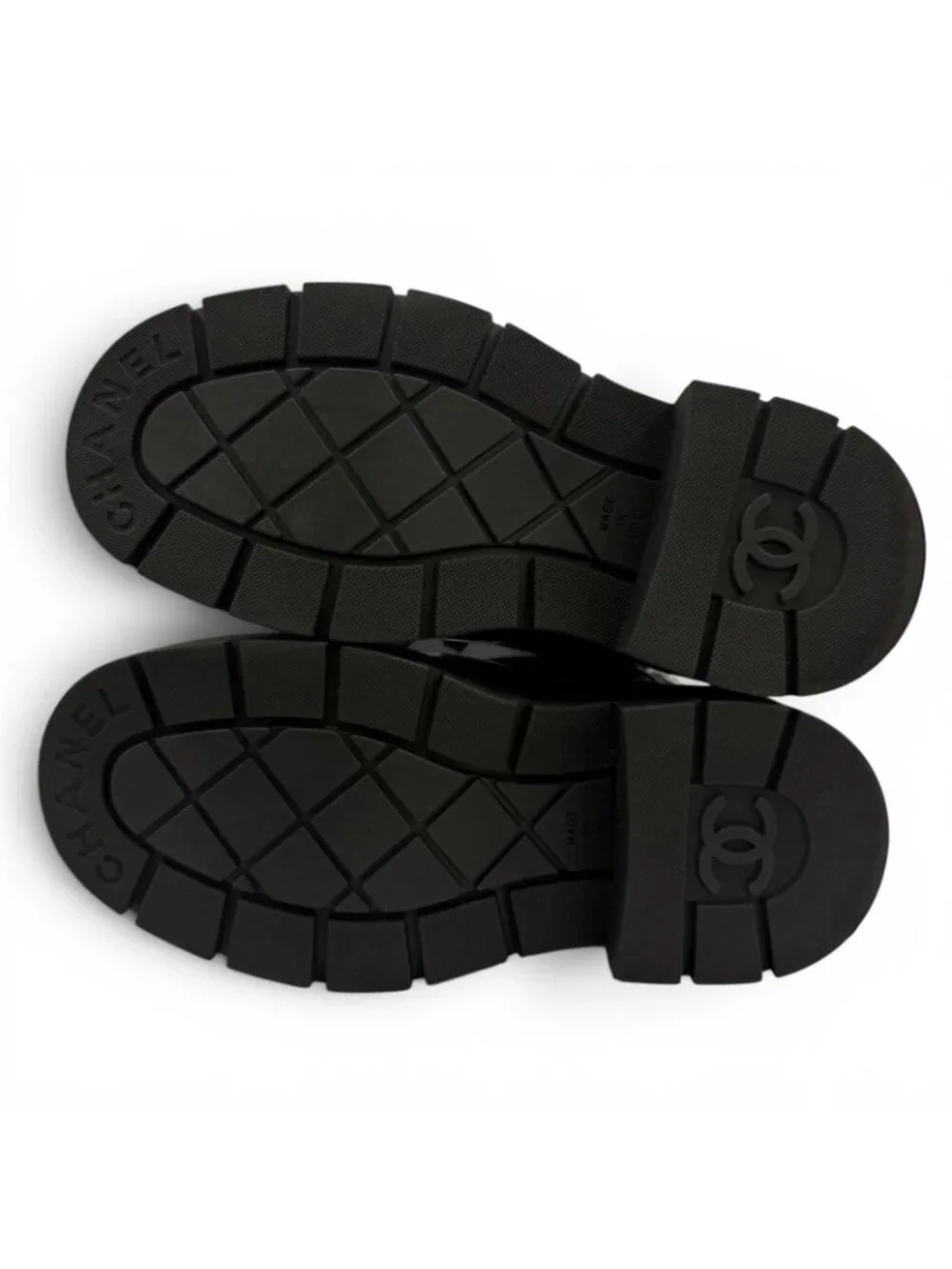 Chanel Quilted Chain CC Logo Turnlock Leather Short Boots Black 34 with